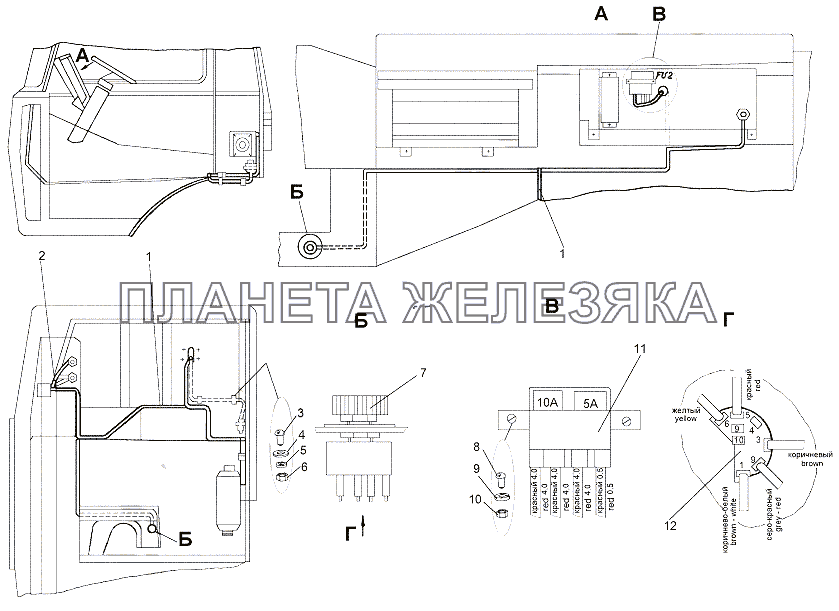 Установка электрооборудования воздушного отопителя МЗКТ-65151 