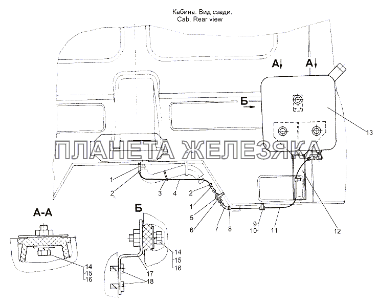 Установка топливопроводов независимого отопителя МЗКТ-65151 