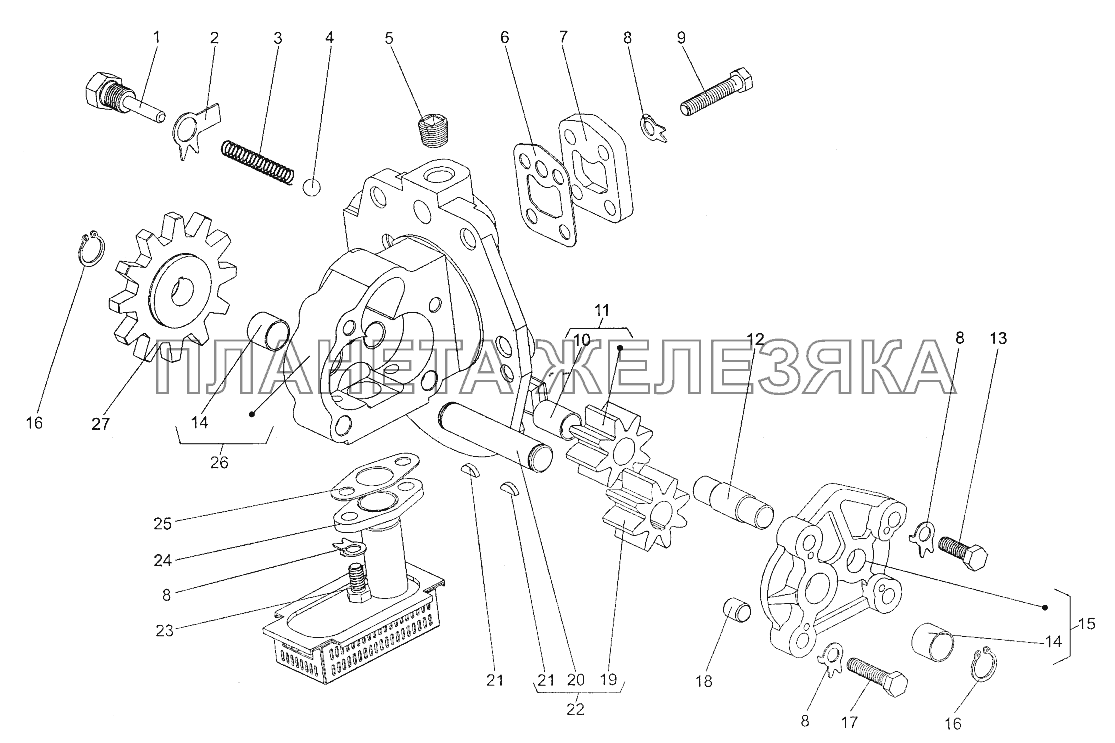 Масляный насос 202-1704010 МЗКТ-700600-011