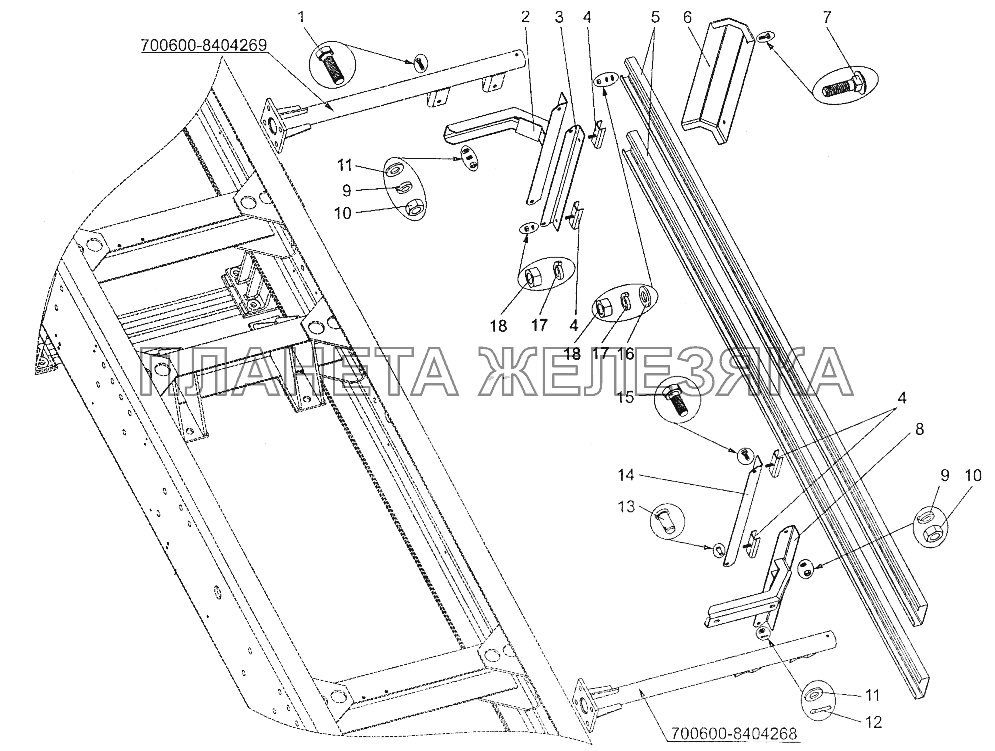 Установка бокового ограждения МЗКТ-700600-011