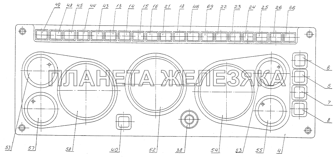 Панель приборов основная МЗКТ-74131