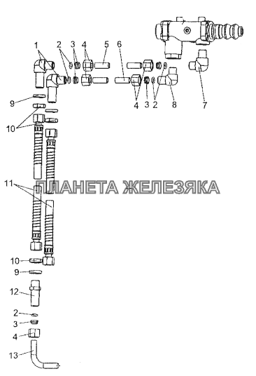Присоединительная арматура к крану накачки шин МЗКТ-74296