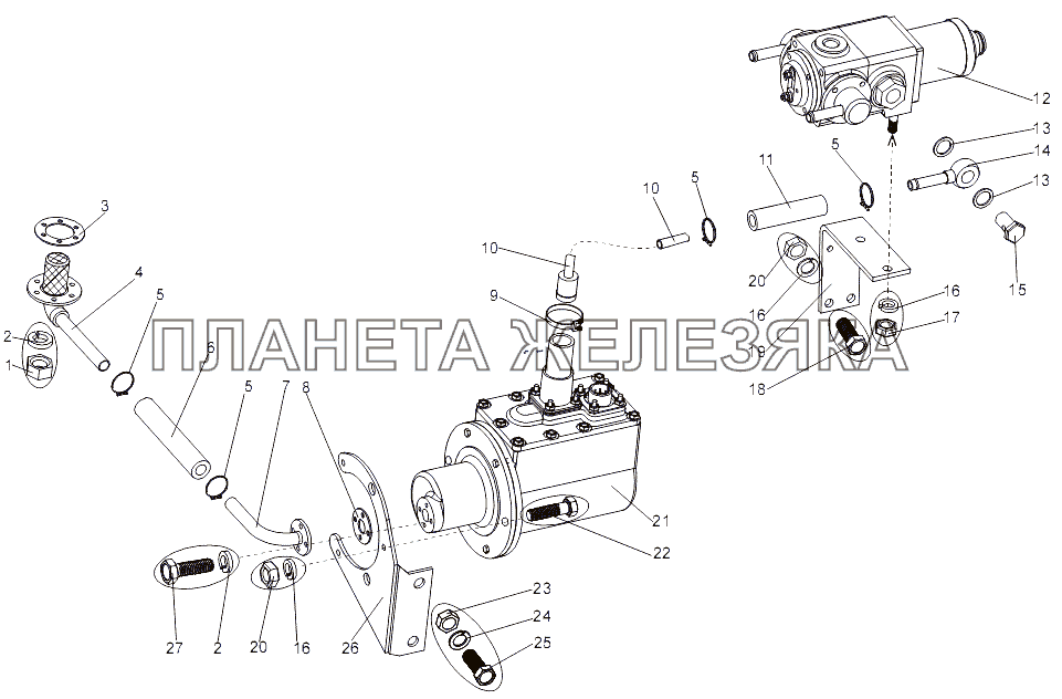 Установка агрегатов к левому топливному баку МЗКТ-7930-200