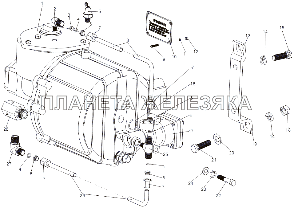 Установка главного тормозного цилиндра МЗКТ-7930-200