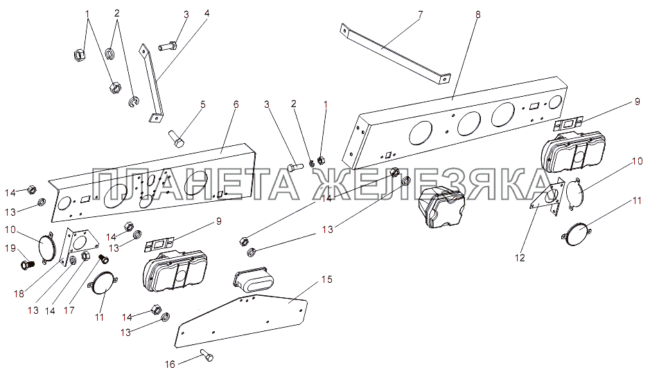 Установка задних фонарей МЗКТ-7930-200