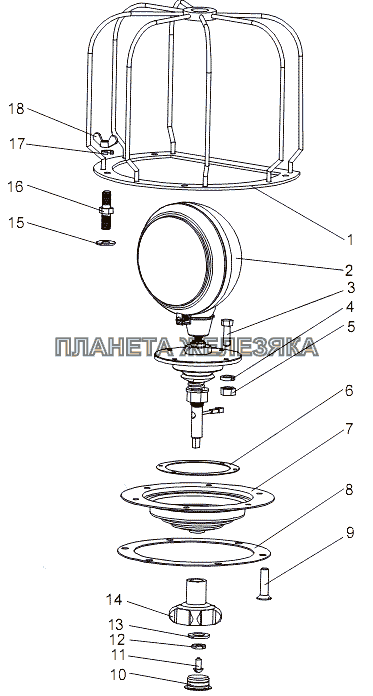 Установка фары прожектора МЗКТ-7930-200