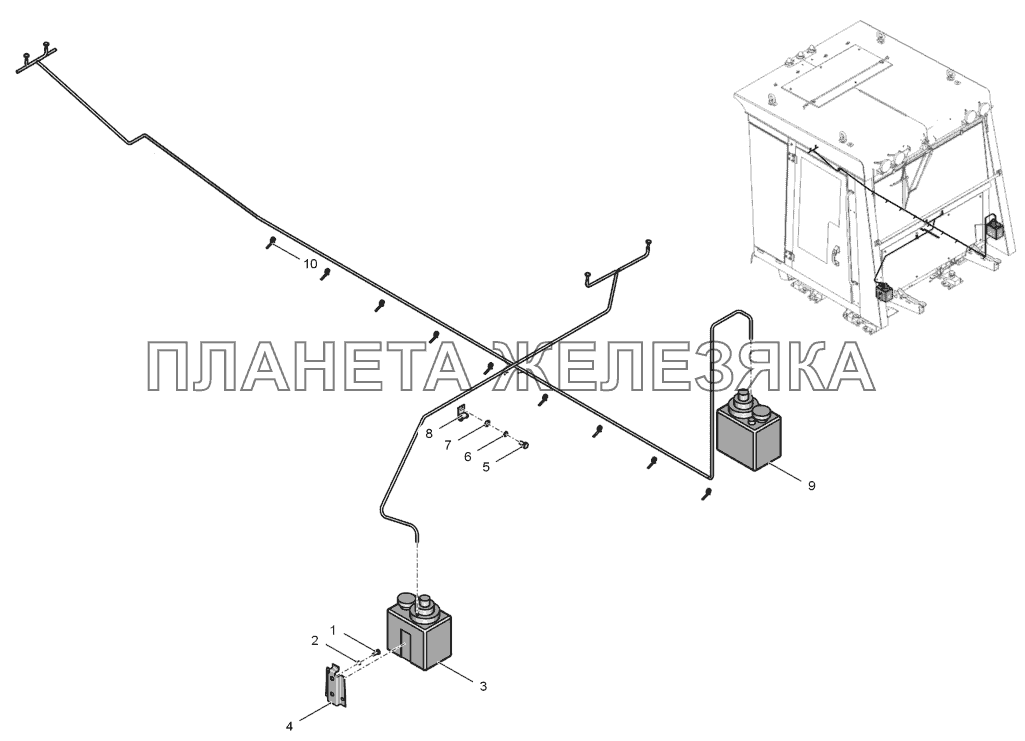 744Р1-5208000-2 Установка омывателей стекол кабины К-744Р1 