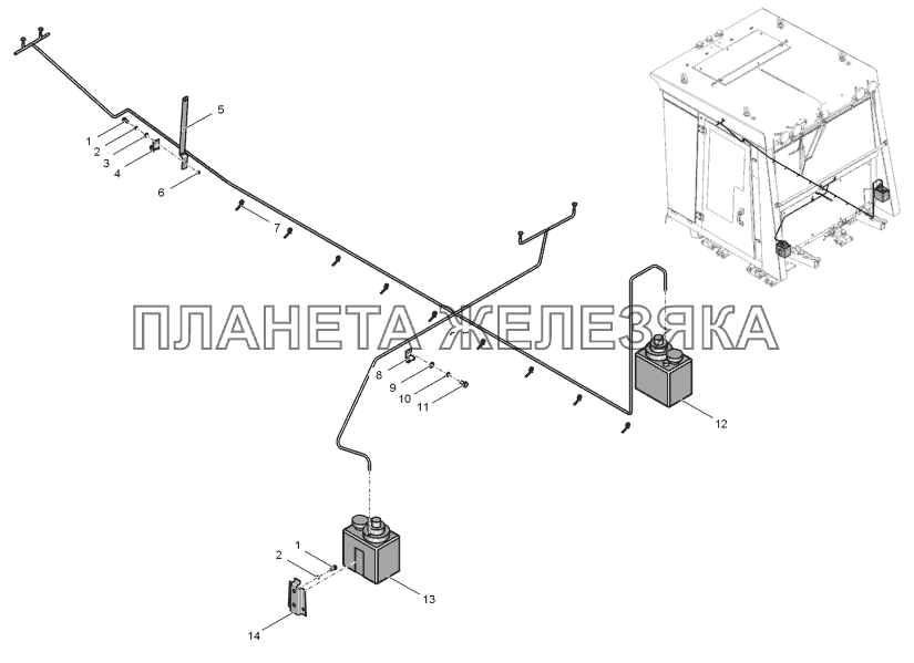 744Р1-5208000-2 Установка омывателей стекол кабины К-744Р2 