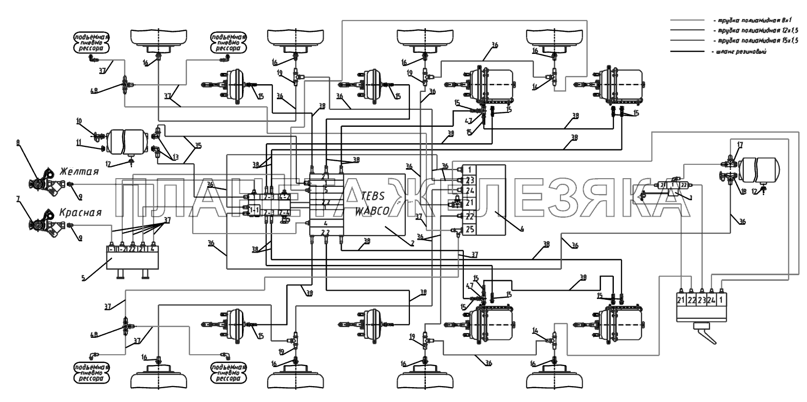 Схема пневматическая Wabco Тонар-95234