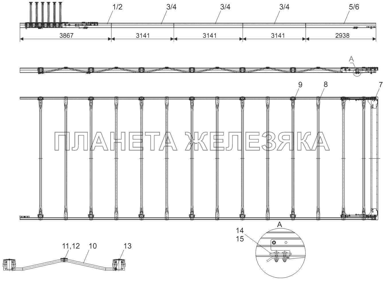 Комплект сдвижной крыши TSE, 16,3m Тонар-9746