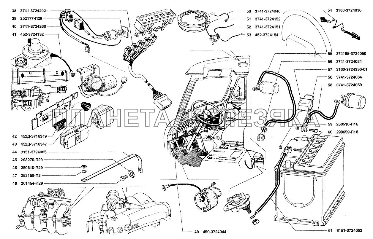 Электропровода (для автомобилей УАЗ-330394, УАЗ-330364, УАЗ-390944, УАЗ-330395, УАЗ-330365, УАЗ-390945) УАЗ-37419