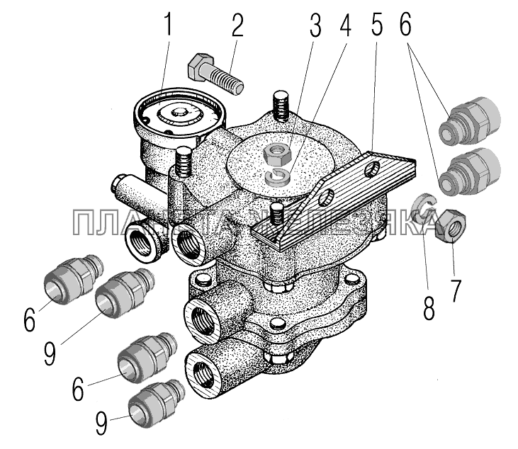 Установка клапана прицепа для автомобилей Урал 4320-0001911-60, Урал 4320-0001912-60, Урал 4320-0001916-60, Урал 4320-0001922-60, Урал 4320-0001951-60, Урал 4320-0001952-60 УРАЛ-4320-60