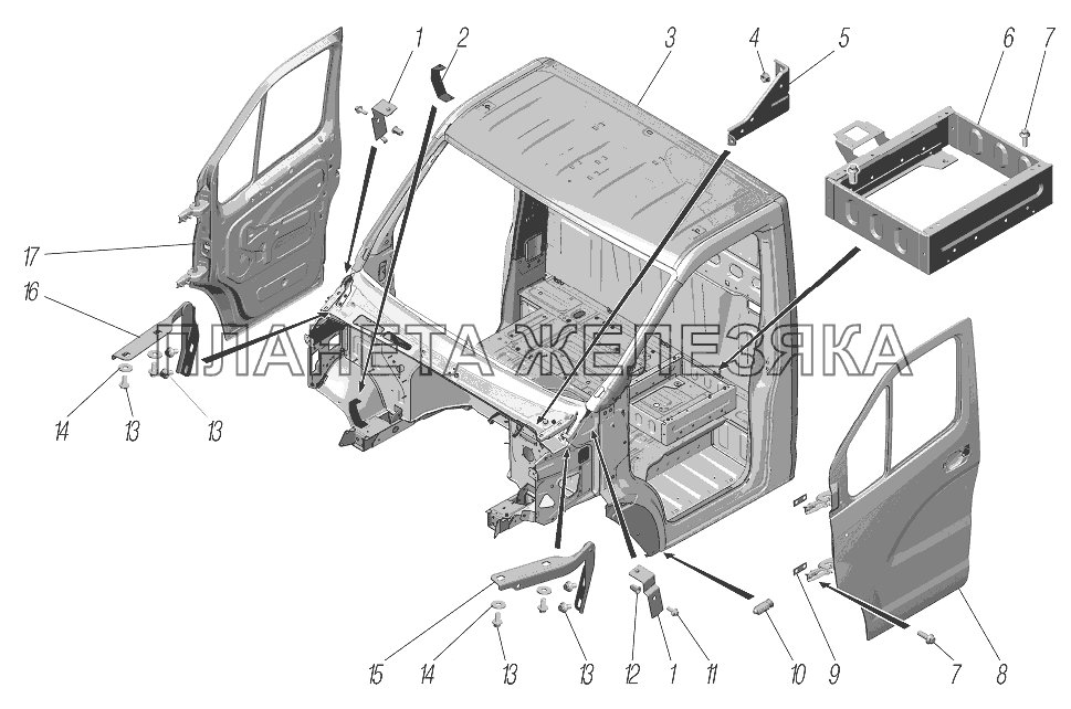 Кабина (без окраски и обивки) УРАЛ-4320-6951-74