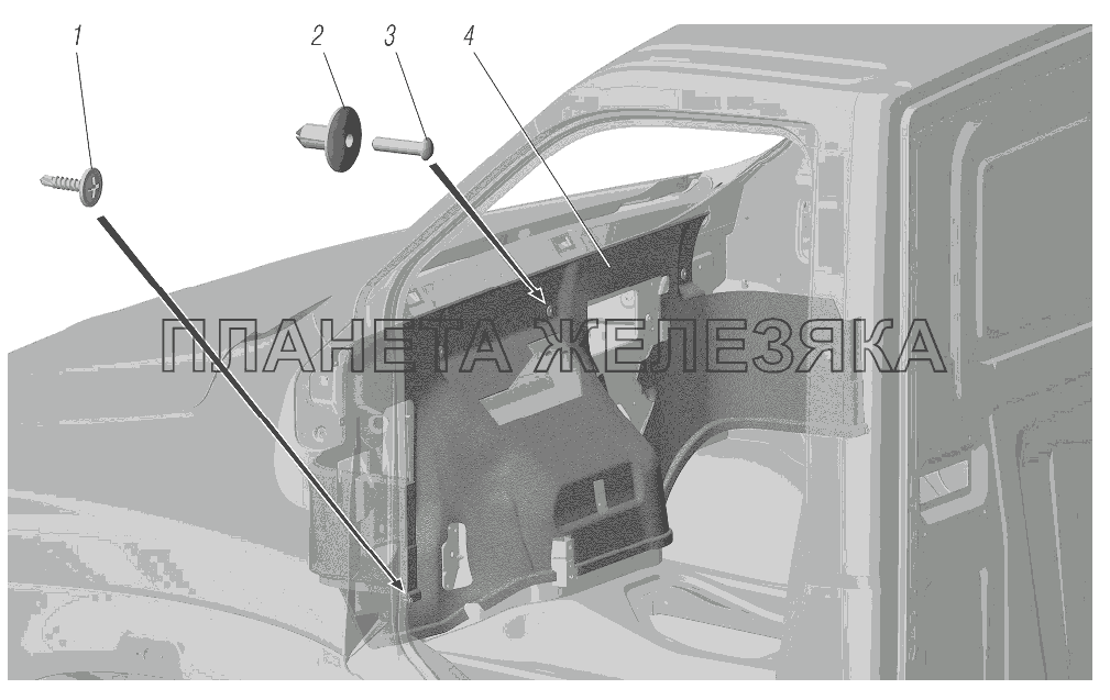 Установка обивки передка УРАЛ-4320-6951-74