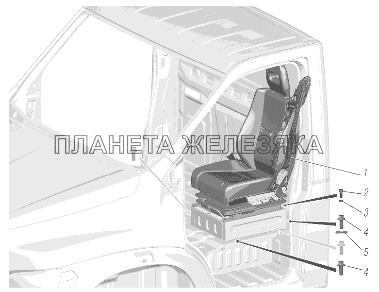 Установка сиденья водителя УРАЛ-4320-6951-74