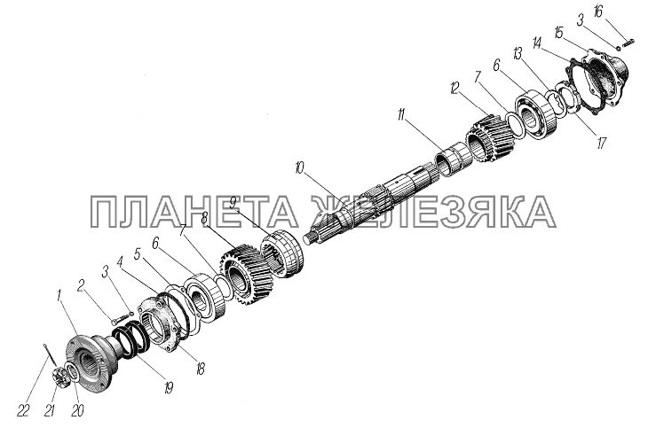 Первичный вал раздаточной коробки УРАЛ-4320-6951-74