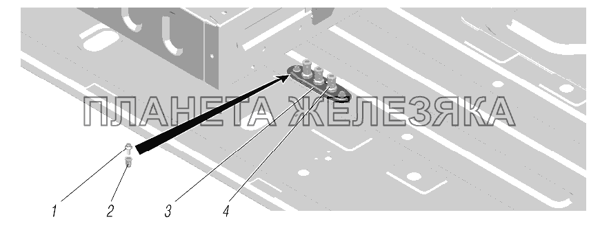 Установка фитингов тормозного крана с ручным приводом УРАЛ-4320-6951-74