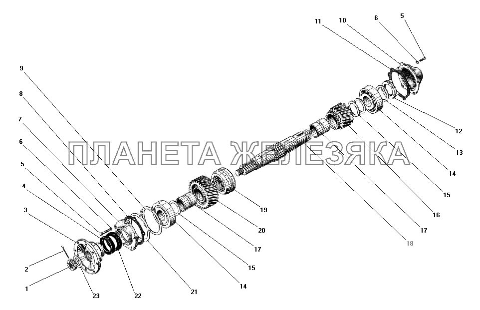 Первичный вал раздаточной коробки УРАЛ-43203-10