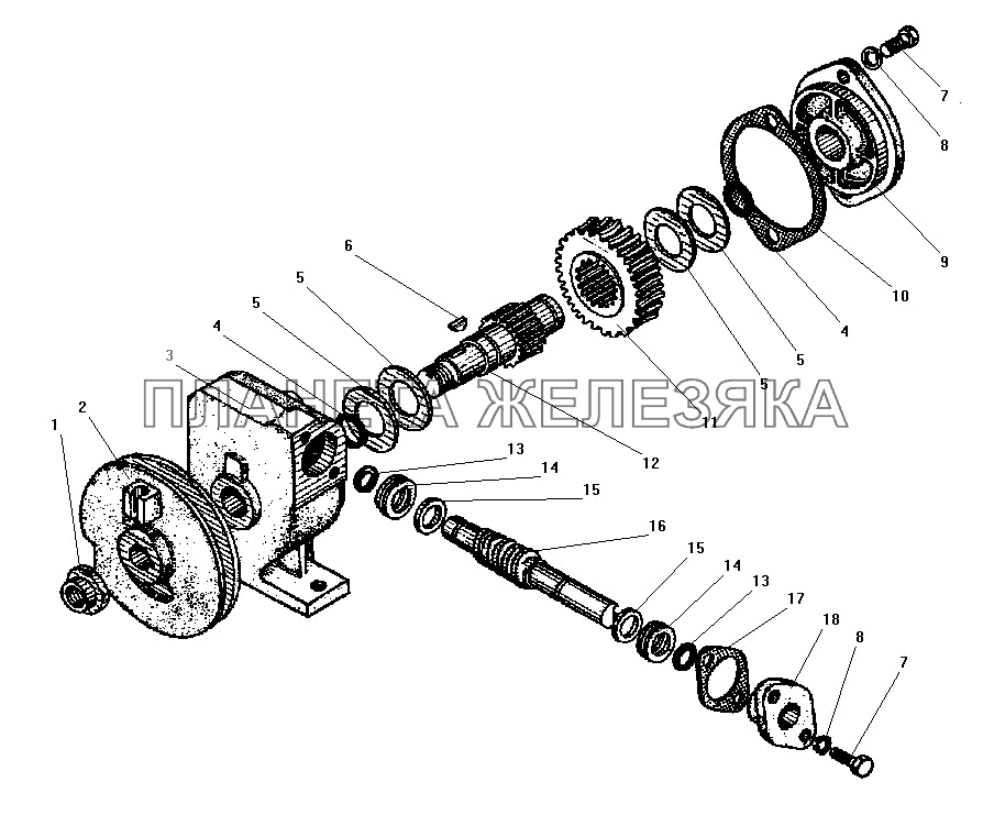Редуктор лебедки ДЗК. УРАЛ-43206-41