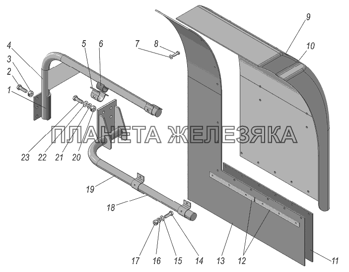 Установка передних брызговиков УРАЛ-44202-3511-80