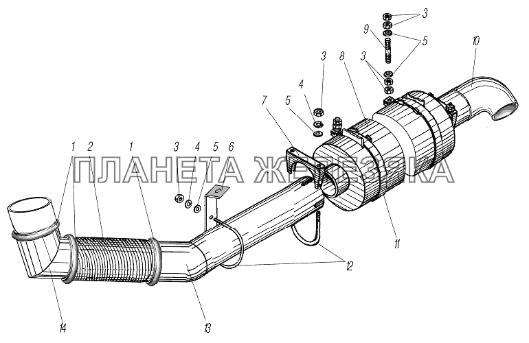 Система выпуска газов УРАЛ-44202-3511-80