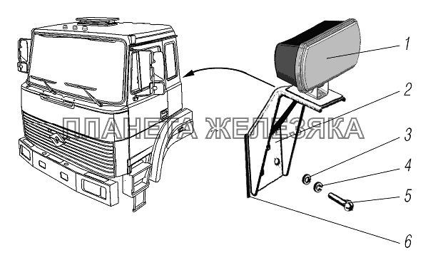 Установка фары-прожектора УРАЛ-44202-3511-80