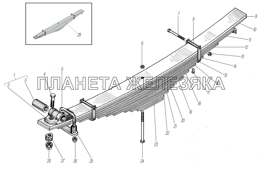 Передняя рессора УРАЛ-55571-1121-70