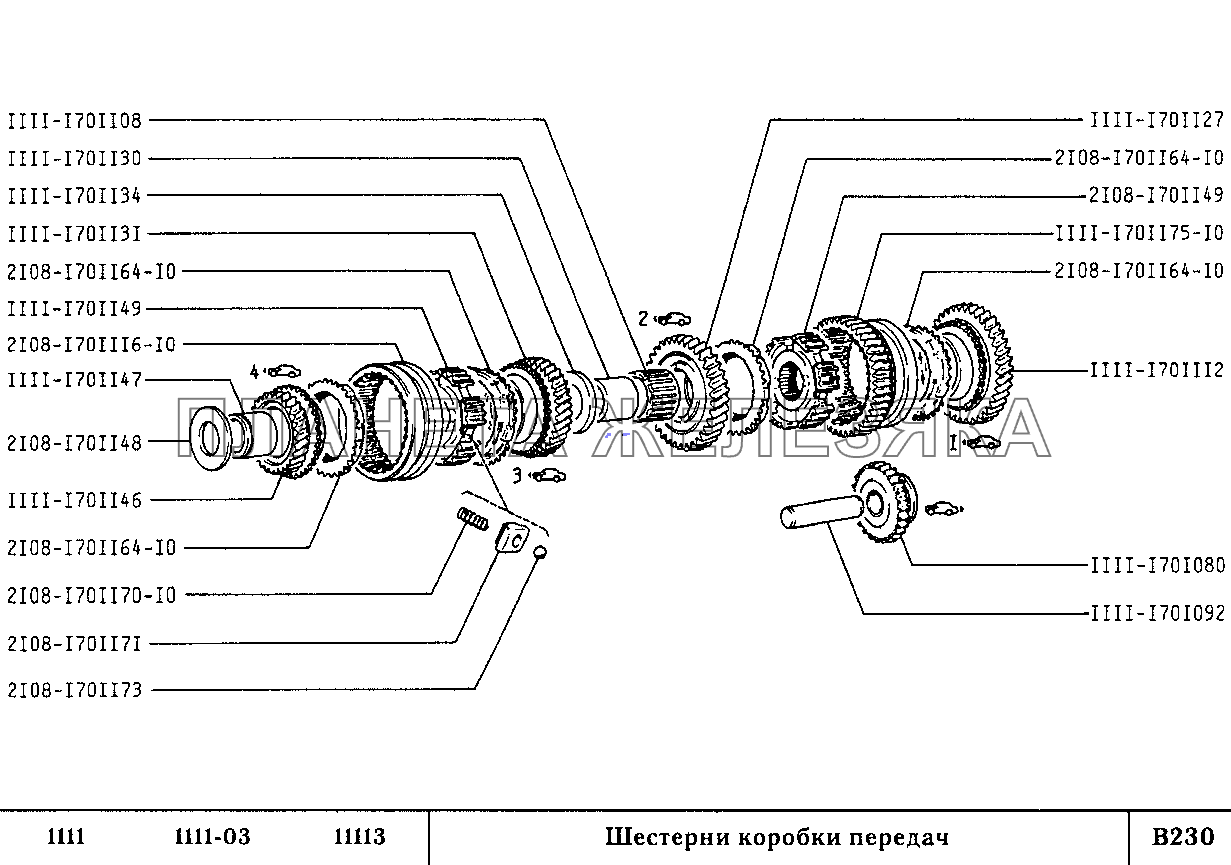 Шестерни коробки передач ВАЗ-1111 