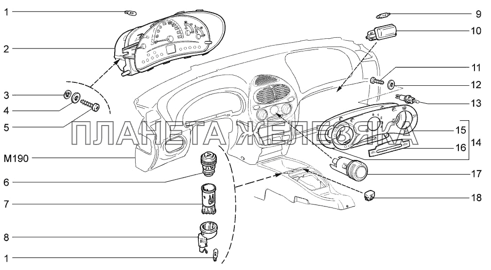 Приборы и подсветка LADA-1117, 1118, 1119