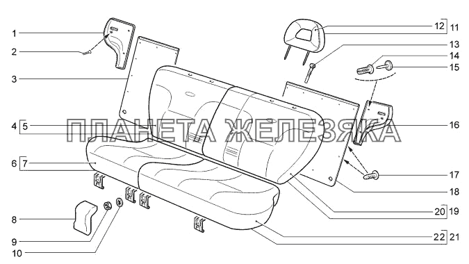 Сиденье заднее LADA-1117, 1118, 1119