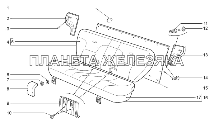 Сиденье заднее LADA-1117, 1118, 1119