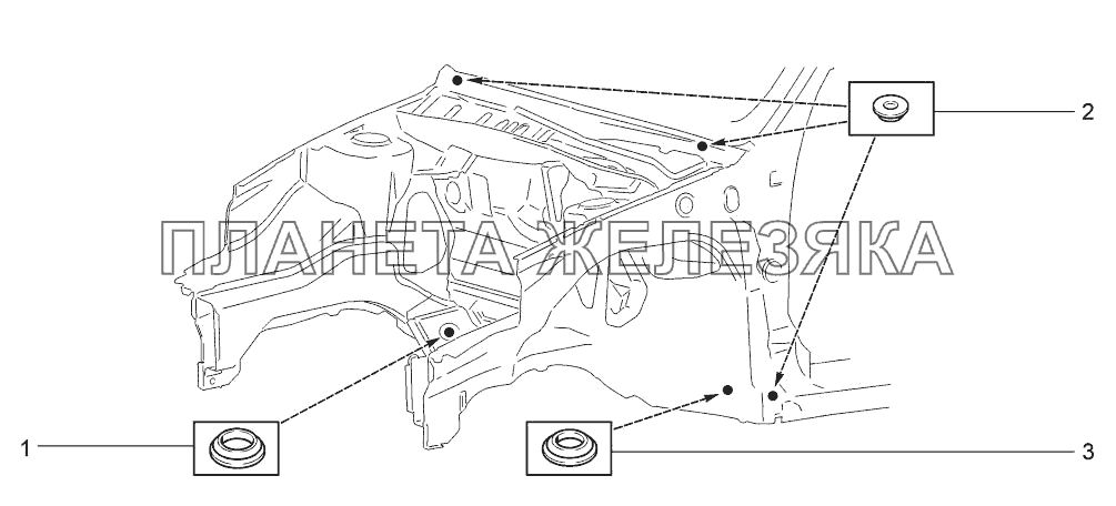 Схема установки заглушек LADA-1117, 1118, 1119