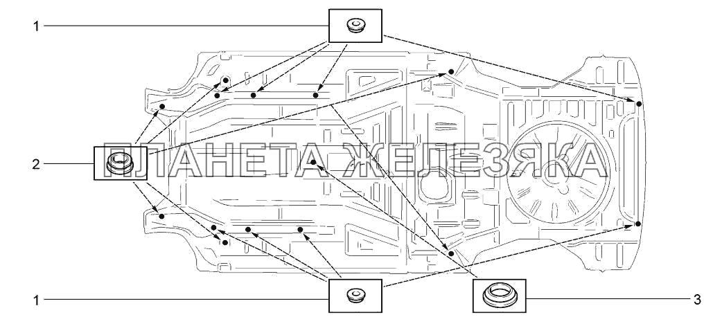 Схема установки заглушек LADA-1117, 1118, 1119