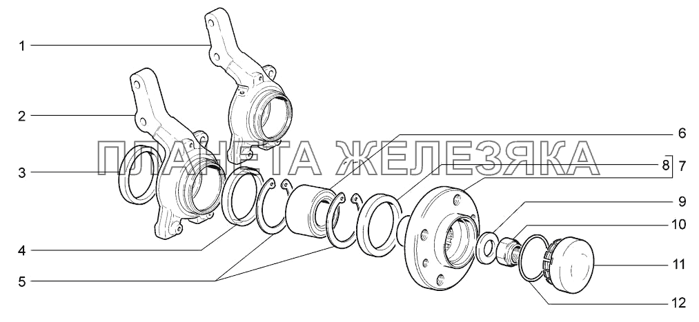 Кулаки поворотные и ступицы LADA-1117, 1118, 1119