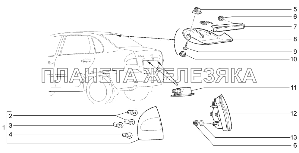 Приборы световые задние LADA-1117, 1118, 1119