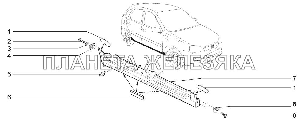 Обтекатели порога LADA-1119 Sport