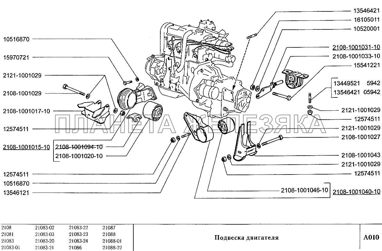 Подвеска двигателя ВАЗ-2108