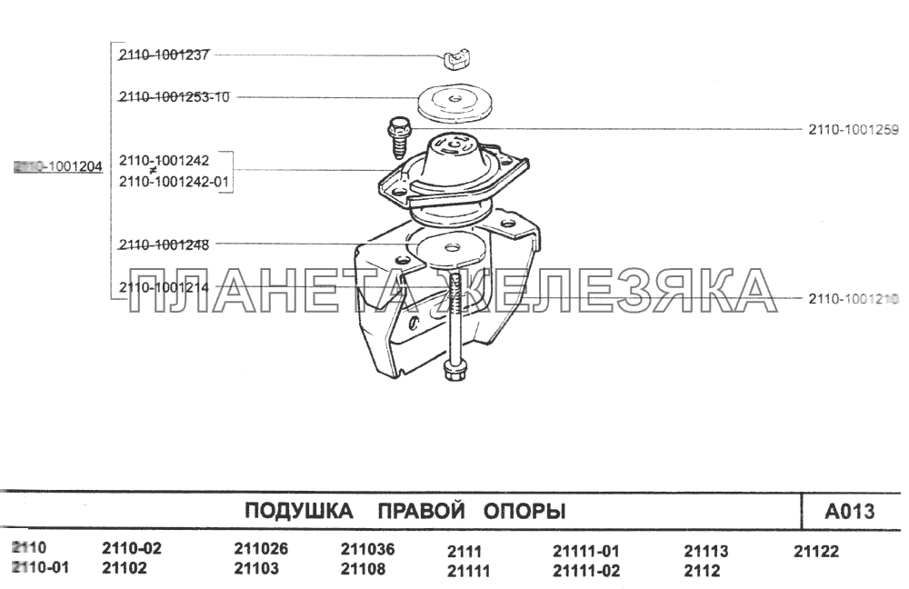 Подушка правой опоры ВАЗ-2110 (2007)