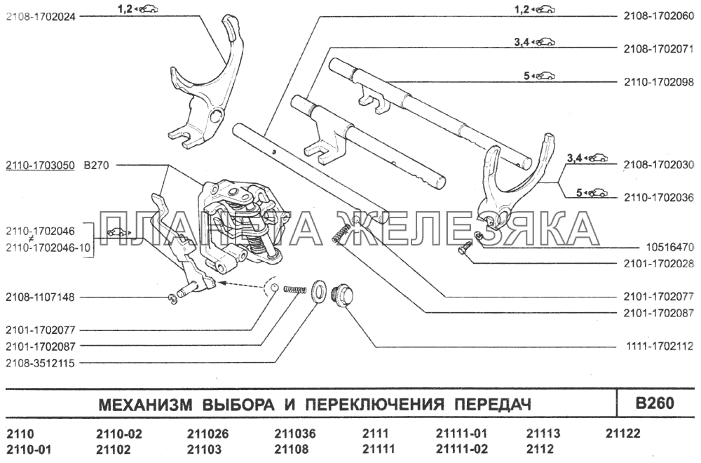Механизм выбора и переключения передач ВАЗ-2110 (2007)
