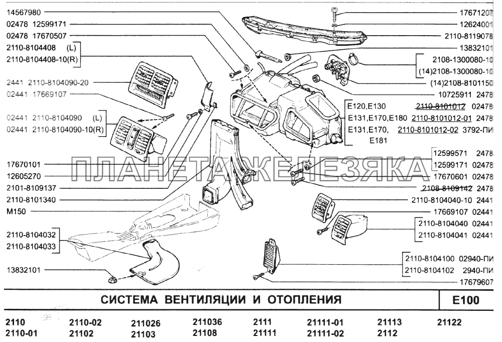 Система вентиляции и отопления ВАЗ-2110 (2007)