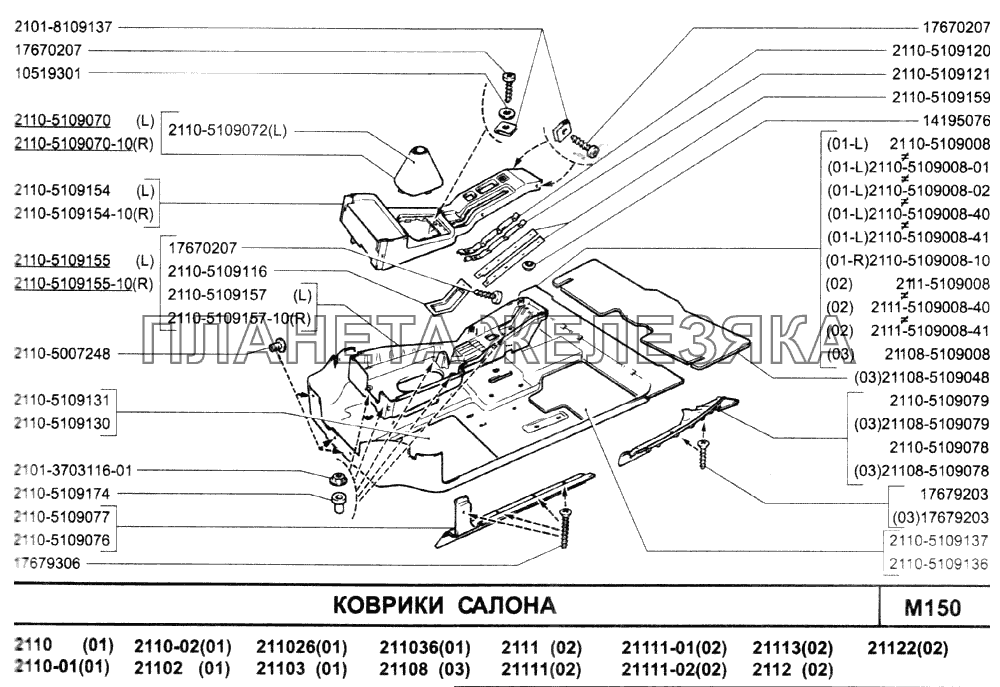 Коврики салона ВАЗ-2110 (2007)