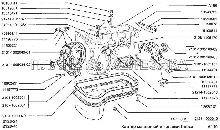 Картер масляный и крышки блока ВАЗ-2120 
