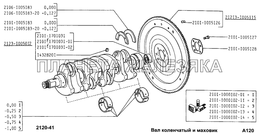 Вал коленчатый и маховик ВАЗ-2120 