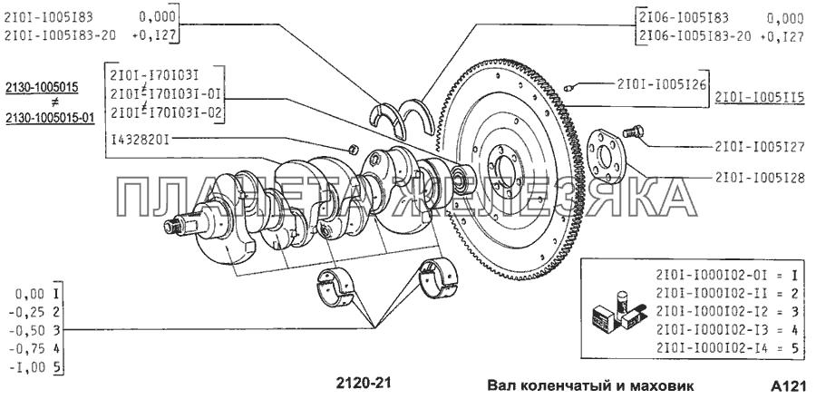 Вал коленчатый и маховик ВАЗ-2120 