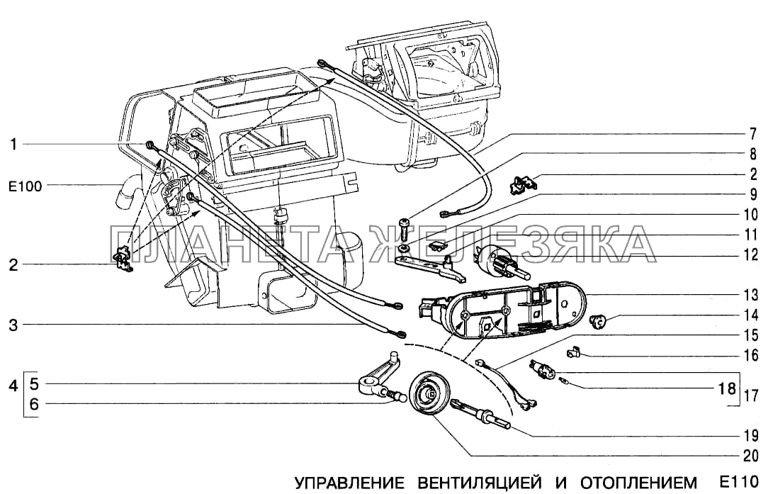 Управление вентиляцией и отоплением ВАЗ-2123