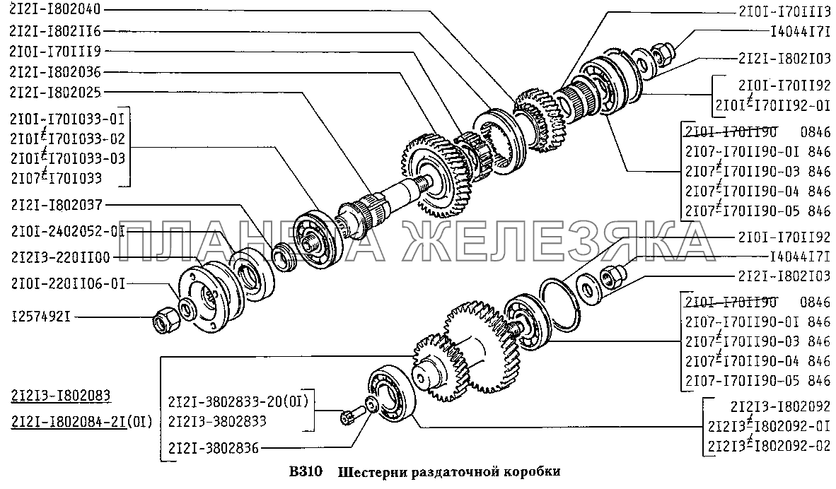 Шестерни раздаточной коробки ВАЗ-2131