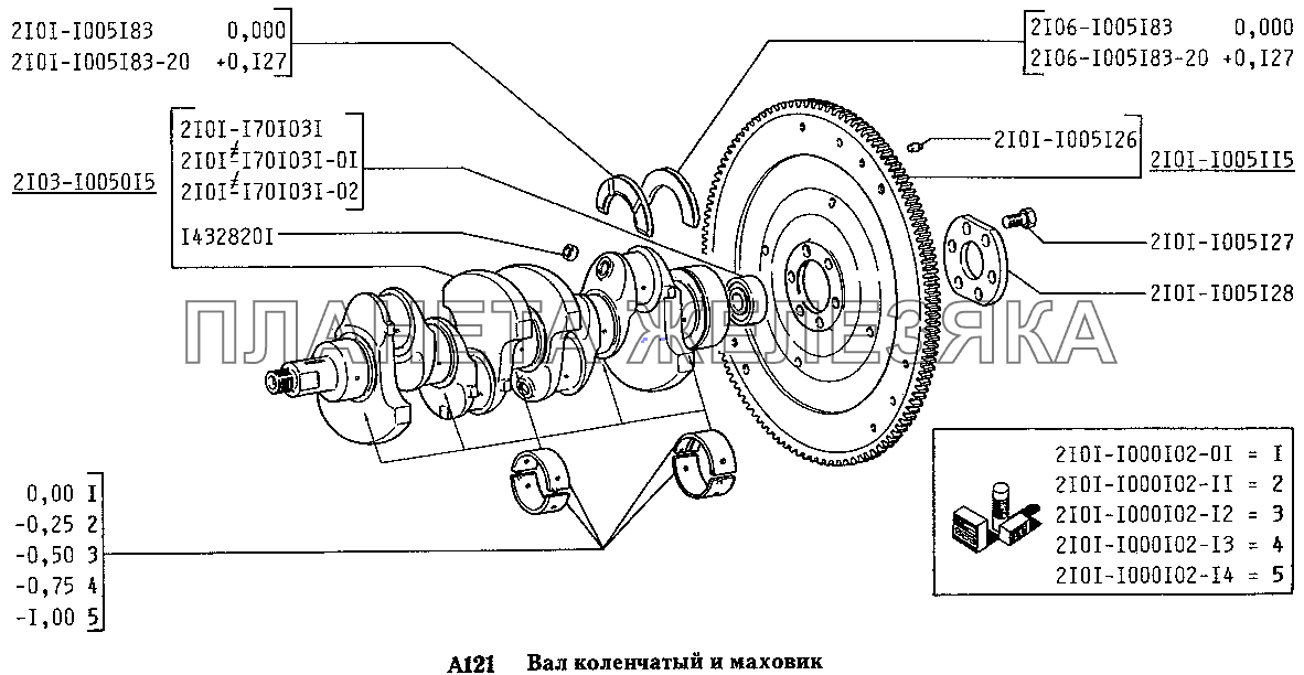 Вал коленчатый и маховик ВАЗ-2131