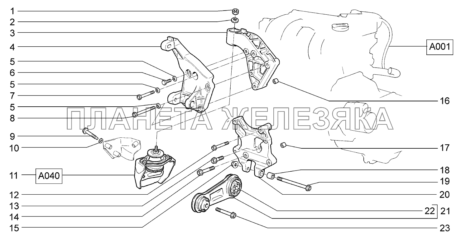 Подвеска двигателя правая ВАЗ-2170 