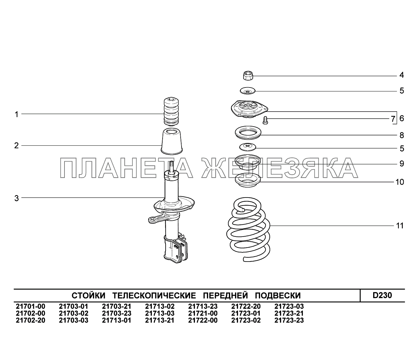 D230. Стойки телескопические передней подвески ВАЗ-2170 