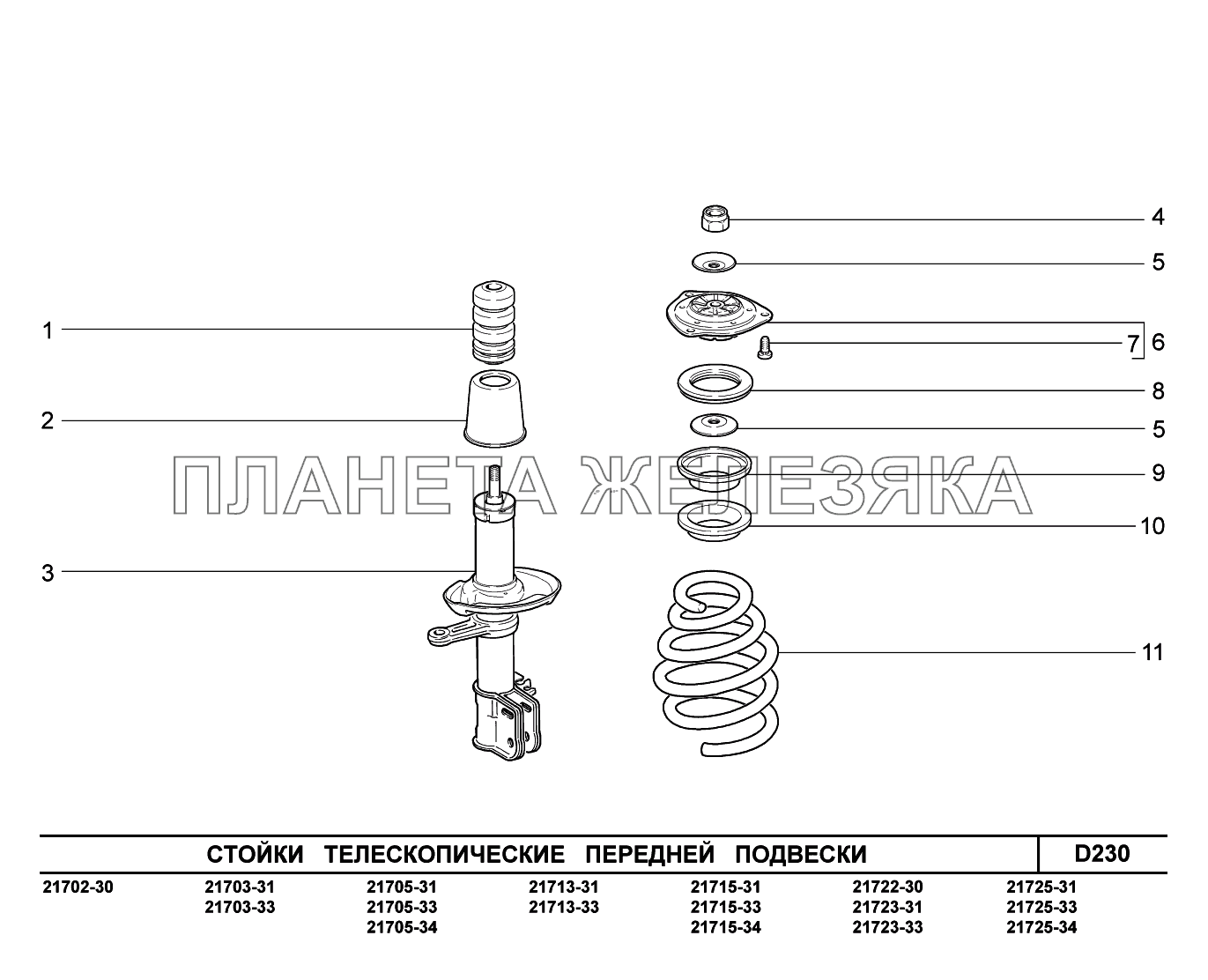 D230. Стойки телескопические передней подвески ВАЗ-2170 